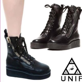 ユニフ(UNIF)のUNIF レースアップブーツ トレンチブーツ 23cm ブーツ(ブーツ)