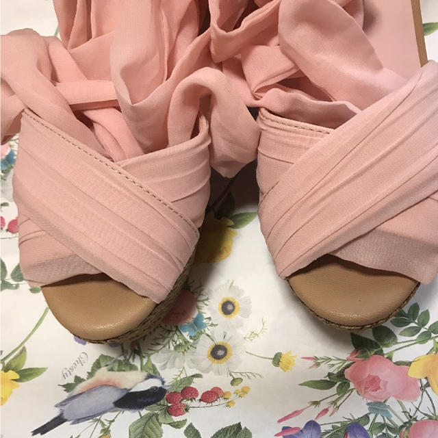 EGOIST(エゴイスト)の美品！エゴイストシフォンリボンサンダル☆ピンクSサイズ レディースの靴/シューズ(サンダル)の商品写真