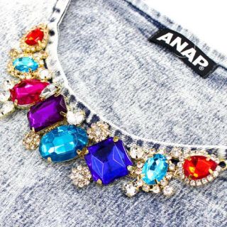 アナップ(ANAP)のアナップ♡ビジュー付きワンピ(ミニワンピース)