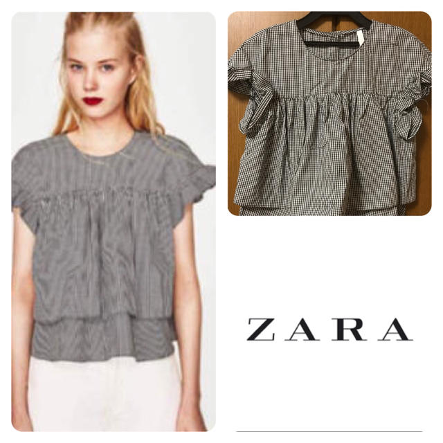 ZARA(ザラ)のZARA 今季！ギンガムチェックブラウス レディースのトップス(シャツ/ブラウス(半袖/袖なし))の商品写真