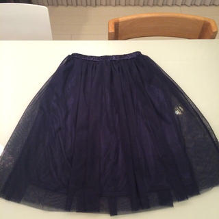 紺 チュールスカート(ひざ丈スカート)