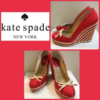 ケイトスペードニューヨーク(kate spade new york)のケイトスペード♡レッドボーダー パンプス♡(ハイヒール/パンプス)