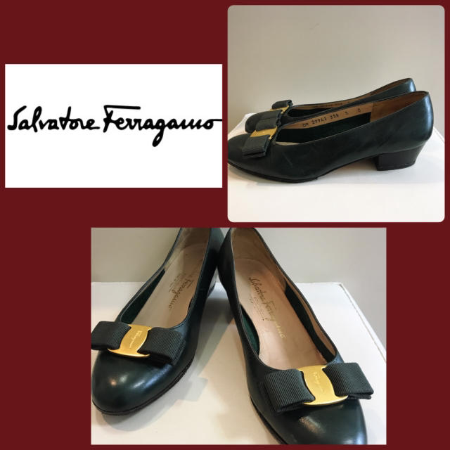 Salvatore Ferragamo(サルヴァトーレフェラガモ)のフェラガモ♡モスグリーン レザー 定番ヴァラ♡ レディースの靴/シューズ(ハイヒール/パンプス)の商品写真