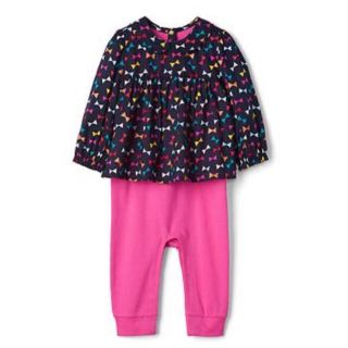 ベビーギャップ(babyGAP)のリボン柄Xピンク 長袖ロンパース 70cm(ロンパース)