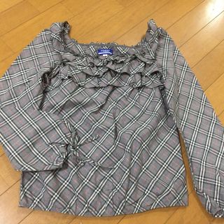 バーバリーブルーレーベル(BURBERRY BLUE LABEL)のバーバリーブルーレーベル  グレーチェックブラウス 長袖 38(シャツ/ブラウス(長袖/七分))