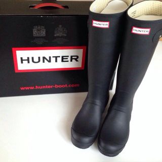 ハンター(HUNTER)のハンター♡黒 新品未使用(レインブーツ/長靴)