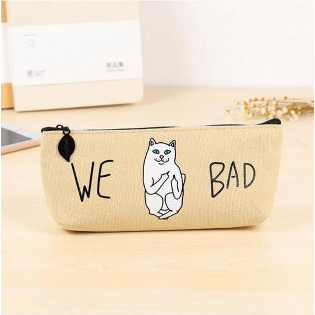 ねこ　ネコ　猫ペンケース　猫筆箱　WE BAD！　ベージュ　新品未使用品 その他のペット用品(猫)の商品写真