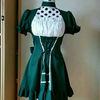 ボディライン(BODYLINE)のボディライン グリーンのメイド服★カチューシャつき(ひざ丈ワンピース)