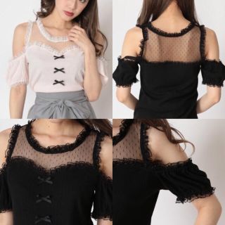 アンクルージュ(Ank Rouge)の新品 ❤︎ Ank Rouge ❤︎ チュール切替え肩あきトップス（ピンク） (カットソー(半袖/袖なし))