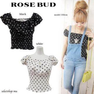 ローズバッド(ROSE BUD)のROSEBUDドットオフショルトップス(カットソー(半袖/袖なし))