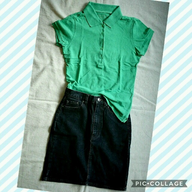Uniqlo 夏セール 夏 コーディネート セット 緑のポロシャツ 黒デニムスカートの通販 By ベス S Shop ユニクロならラクマ