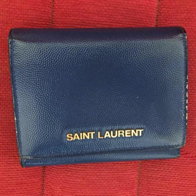 Saint Laurent(サンローラン)のサンローラン ブルー 財布 中古 三つ折り レディースのファッション小物(財布)の商品写真