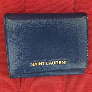 サンローラン(Saint Laurent)のサンローラン ブルー 財布 中古 三つ折り(財布)