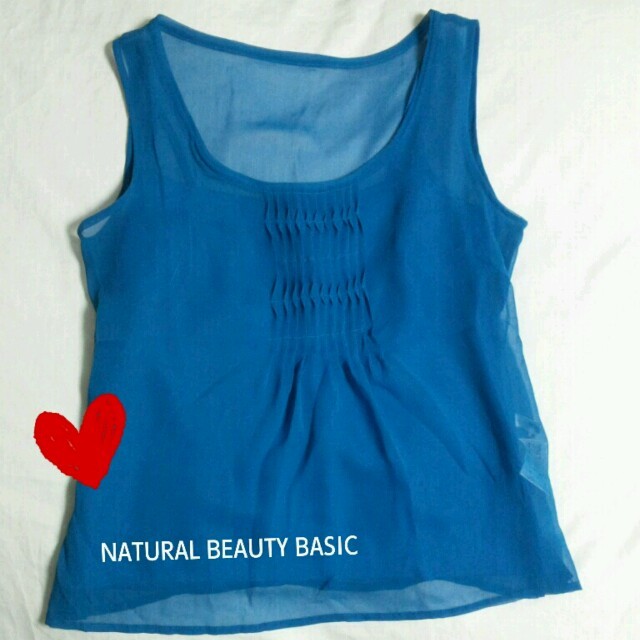 NATURAL BEAUTY BASIC(ナチュラルビューティーベーシック)のブルーシフォン風ブラウス レディースのトップス(シャツ/ブラウス(半袖/袖なし))の商品写真