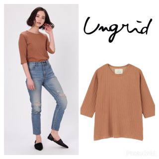 アングリッド(Ungrid)の新品 Ungrid ブリーチテレコハーフスリーブtee リブt(カットソー(半袖/袖なし))