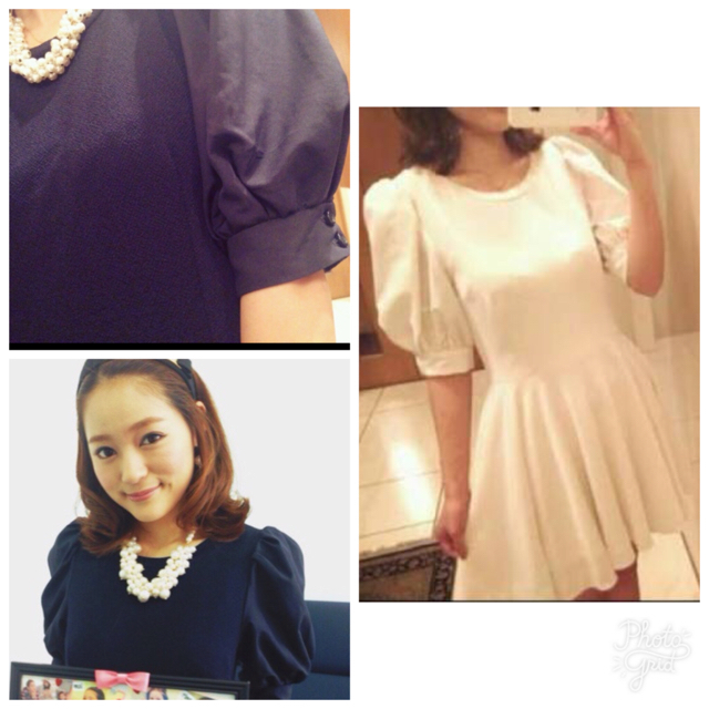 まいまい私服着用♡snidel パフスリーブ切替フレアワンピース