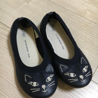 ギャップキッズ(GAP Kids)のGAP★黒ネコ★バレエシューズ★17センチ★フラットシューズ★パンプス★美品(フォーマルシューズ)