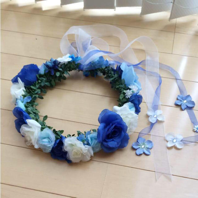 花かんむり♡青♡水色♡白 2個の通販 by ❀mi❀flower♡happy 花かんむり♡青♡水色♡白 2個の通販 by ❀mi❀flower♡happy
