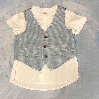 エイチアンドエム(H&M)の☀︎H&MフォーマルOK75cmシャツ+ベスト6-9m(セレモニードレス/スーツ)