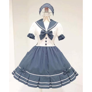 メタモルフォーゼタンドゥフィーユ(metamorphose temps de fille)の【気まぐれお値下げ】♡ハートポケットセーラーワンピース&ヘッドドレスセット♡(ひざ丈ワンピース)