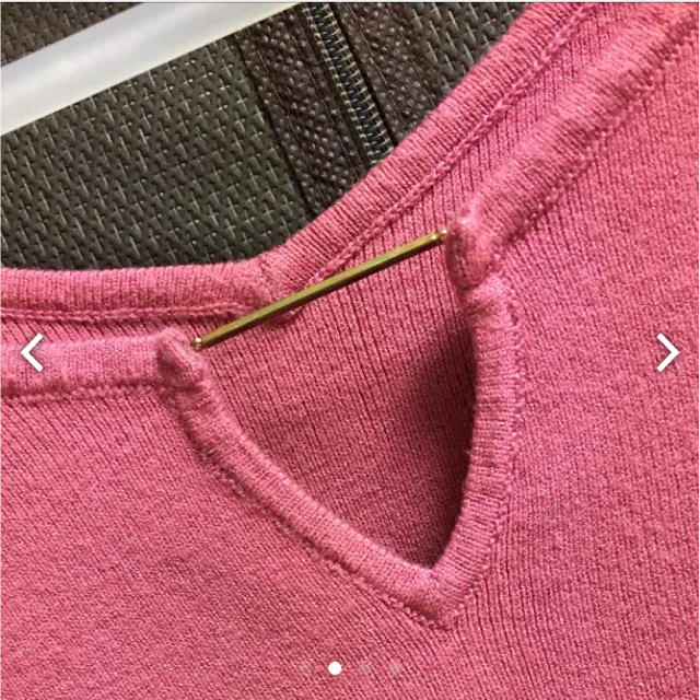 Mystrada(マイストラーダ)のmystradaマイストラーダ メタルパーツ付きニット 七分袖 ピンク レディースのトップス(ニット/セーター)の商品写真