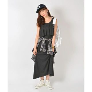 カージュ(Khaju)のSHIPS khaju レイヤードマキシワンピース ブラック フリル 16ss(ロングワンピース/マキシワンピース)