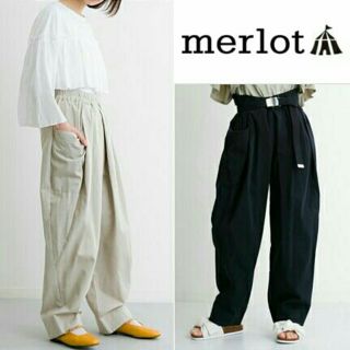 メルロー(merlot)の人気商品♡メルロー ビッグワイドパンツ ブラック(カジュアルパンツ)