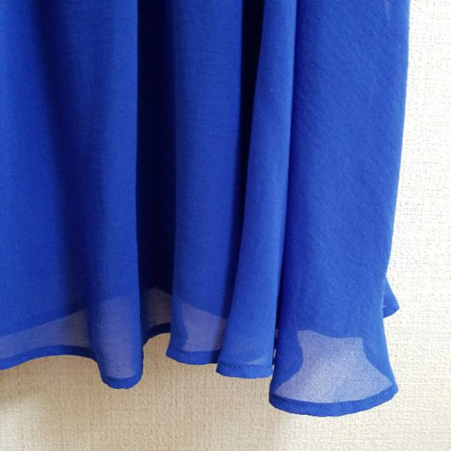 ブルー シフォン ワンピース レディースのワンピース(ひざ丈ワンピース)の商品写真