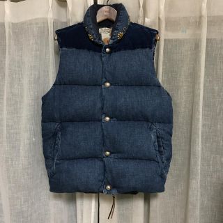 レミレリーフ(REMI RELIEF)の美品 16AW REMI RELIEF 別注ナチュラル加工デニムダウンベスト(ダウンベスト)