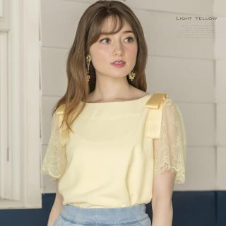 トッコ(tocco)のtocco closet  袖レースブラウス 【81 ライトイエロー】(シャツ/ブラウス(半袖/袖なし))