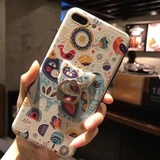 かわいい猫iphone7plus/8plusケースセット落下防止リング付き耐衝撃(iPhoneケース)