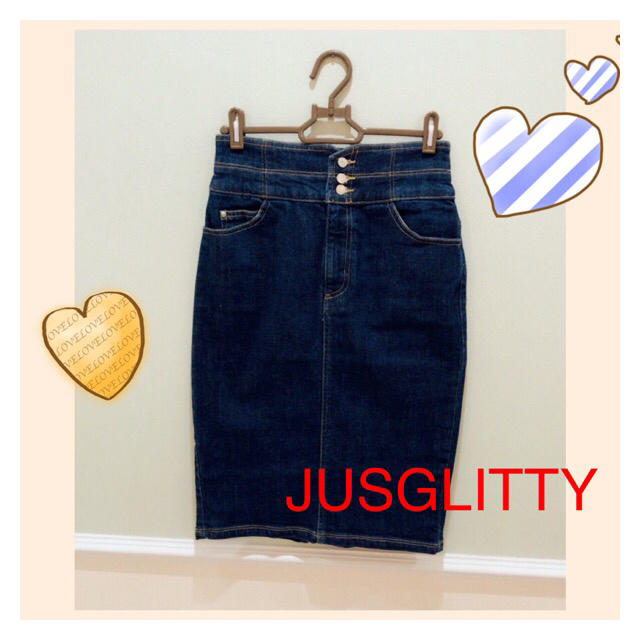 JUSGLITTY(ジャスグリッティー)の【JUSGLITTY】ハイウエストデニムタイトスカート♡新品 レディースのスカート(ひざ丈スカート)の商品写真