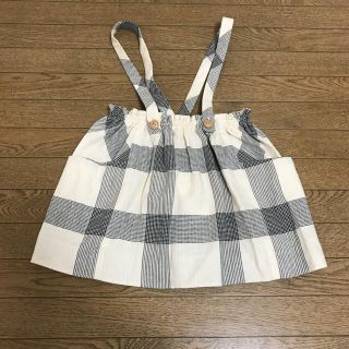 ザラキッズ(ZARA KIDS)の新品！ZARA kids ストラップ付きチェックスカート(スカート)