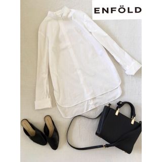 エンフォルド(ENFOLD)の美品☆2016AW☆ENFOLD☆ハイネックシャツ 38 ホワイトエンフォルド(シャツ/ブラウス(長袖/七分))