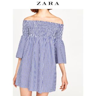 ザラ(ZARA)のZARAストライプチュニックワンピ(ミニワンピース)