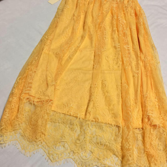 dholic(ディーホリック)の美品♡イエローレーススカート レディースのスカート(ひざ丈スカート)の商品写真