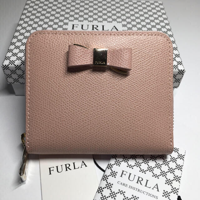 FURLA★折り財布 リボン付き ムーンストーン定価2.4万円