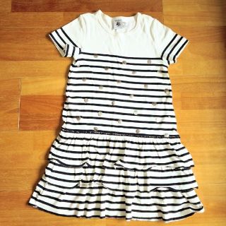 プチバトー(PETIT BATEAU)の訳あり★PETIT  BATEAU★ボーダーワンピース　キッズ(ワンピース)