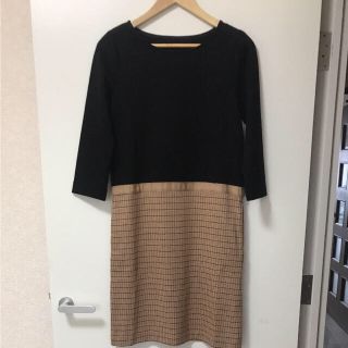 ユナイテッドアローズグリーンレーベルリラクシング(UNITED ARROWS green label relaxing)の【dresser513様専用】ウエスト切り替え ひざ丈チェックワンピース(ひざ丈ワンピース)