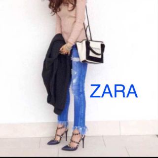 ザラ(ZARA)のZARA フリンジ ダメージ デニム(デニム/ジーンズ)