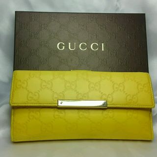 グッチ(Gucci)の正規品　GUCCI　長財布　シマライン　１１２７１５　イエロー　レザー(財布)