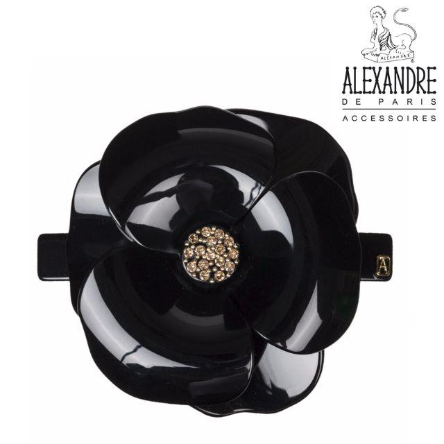 Alexandre de Paris(アレクサンドルドゥパリ)の♪新品♪Alexandre de Paris♪カメリアバレッタ大*黒*8cm レディースのヘアアクセサリー(バレッタ/ヘアクリップ)の商品写真