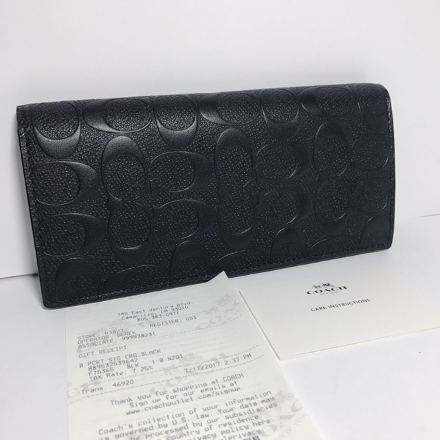 COACH(コーチ)のCOACH コーチ サマーセール★メンズシグネチャーダークブラック長財布 新品 メンズのファッション小物(長財布)の商品写真