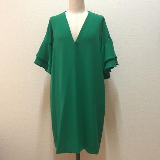 ザラ(ZARA)のZARA袖コンシャスグリーンOP(ミニワンピース)