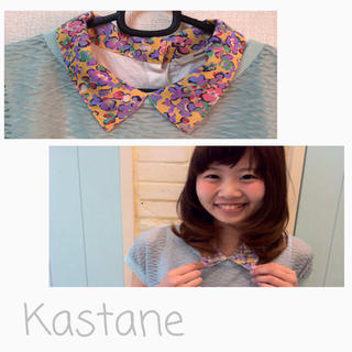 カスタネ(Kastane)のKastane ♡ 花柄シャツ襟タンク(カットソー(半袖/袖なし))