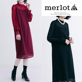 メルロー(merlot)の秋冬新作♡パーティーワンピース  ⑅⃝◌ ワイン(ミディアムドレス)