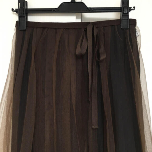 Mystrada(マイストラーダ)のマイストラーダ 2way チュールレイヤードプリーツスカート ブラウン レディースのスカート(ひざ丈スカート)の商品写真