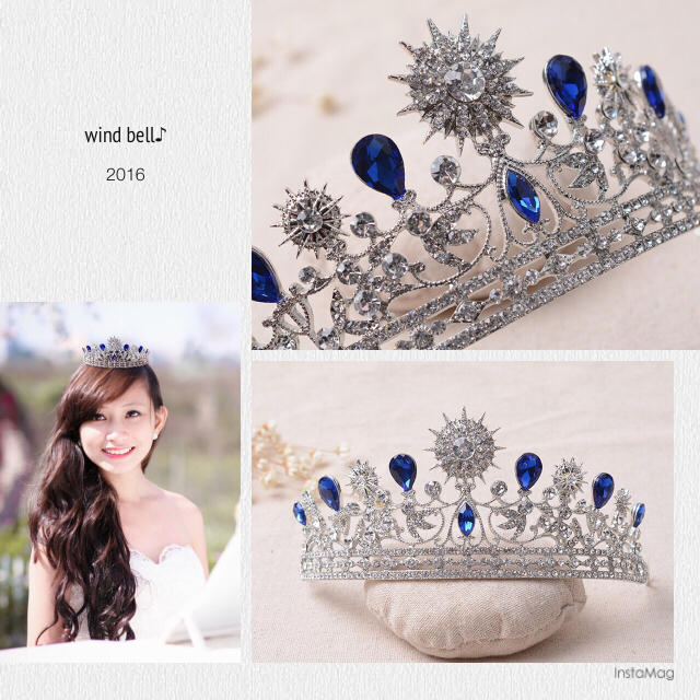 新品♡太陽の女神♡ロイヤルブルー♡ブライダルティアラ♡王冠 | フリマアプリ ラクマ