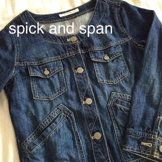 スピックアンドスパン(Spick & Span)のspic and span ノーカラーデニムジャケット(ノーカラージャケット)