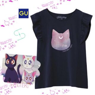 ジーユー(GU)の紙タグ付き新品未使用 GU セーラームーン グラフィックT ルナ Sサイズ(Tシャツ(半袖/袖なし))